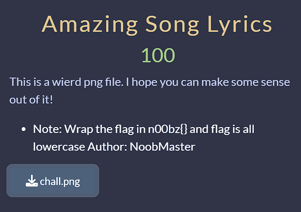 Amazing Song Lyrics Challenge Description