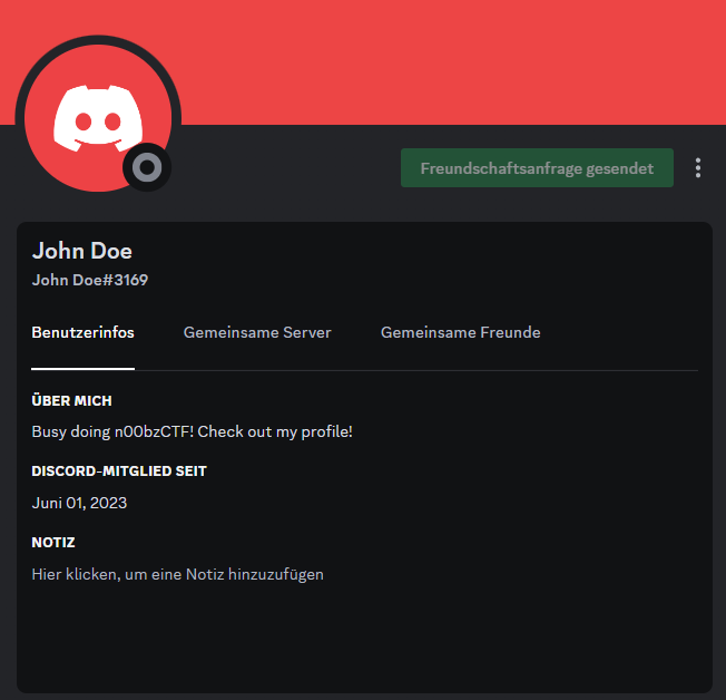 John Doe's Discord Profile